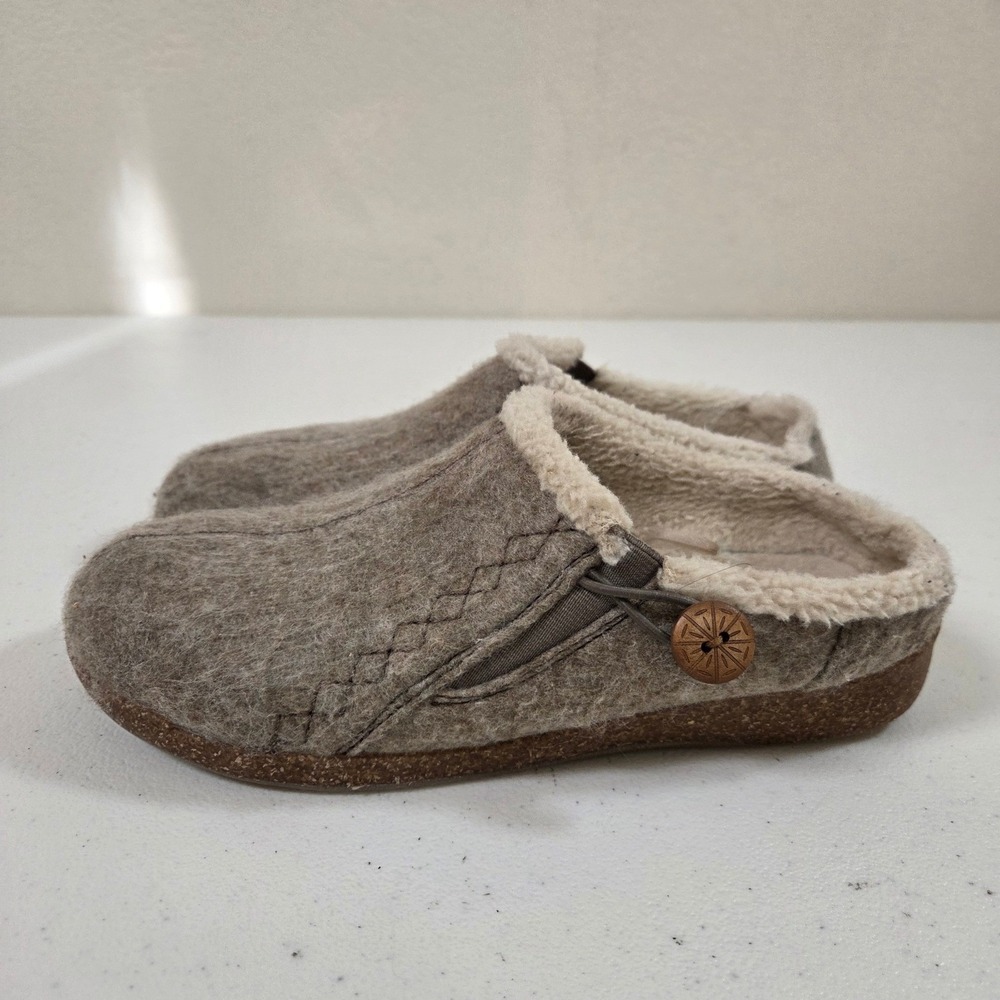 Earth Origins Etana Gray Felt Faux Fur Lined Clog Slippers Mens 7.5M ETANAE2-R